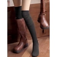 thumbnail image 4 of Deago Women Thigh High Socks Extra Long Over the Knee Socks Knit Warm Boot Stockings Leg Warmers (Black), 4 of 8