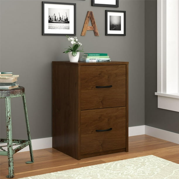 Ameriwood Home Core 2 Drawer File Cabinet Medium Brown Walmart Com Walmart Com