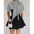 thumbnail image 3 of Pashmina Shawl, Fleece Shawl Wrap with Loop Closure, Soft Knitted Shawl for Women, All Seasons Wear, Light Gray, 74.8x50.4in, 3 of 6