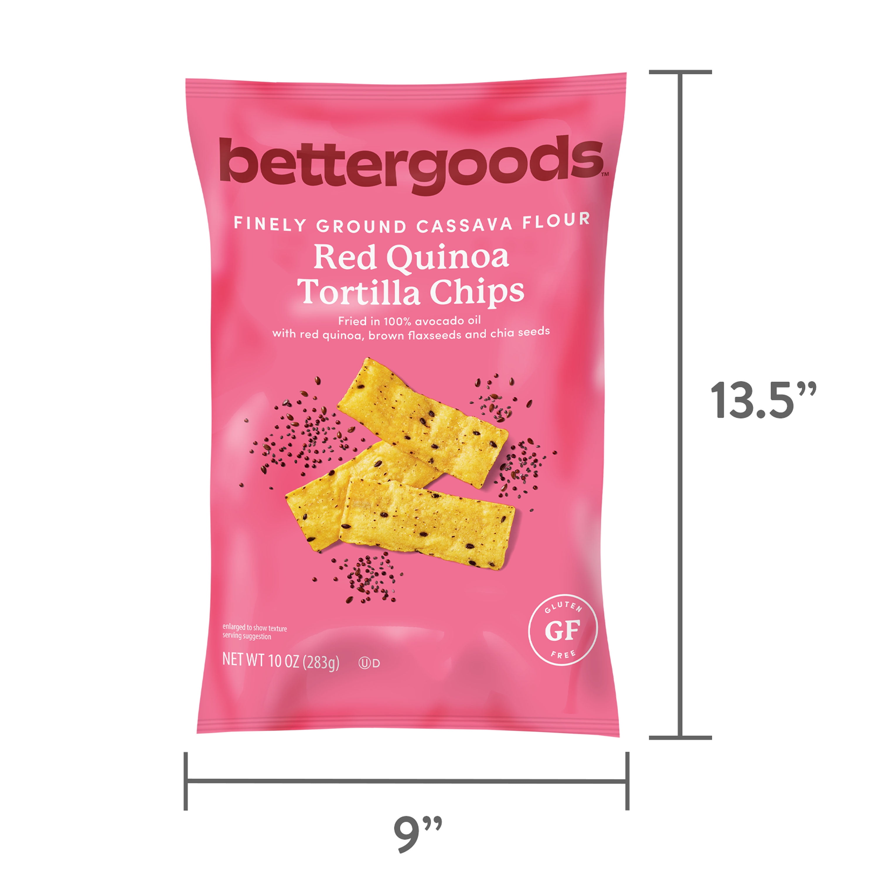 bettergoods Finely Ground Cassava Flour Red Quinoa Tortilla Chips, 10 oz