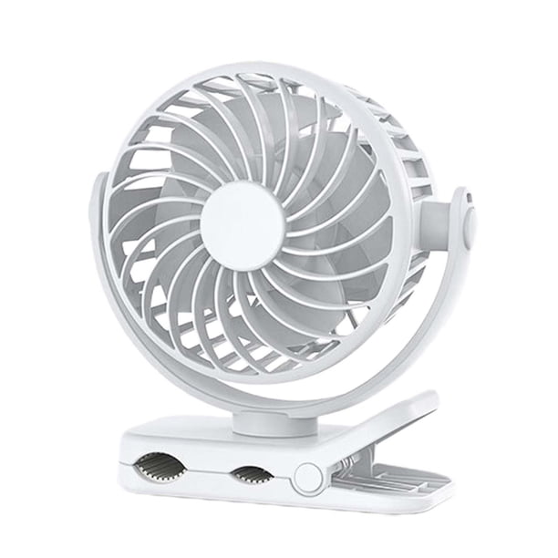 Ventilador personal de mano pequeño con clip, silencioso, para escalada, deportes, interior y exterior. blanco