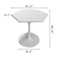 thumbnail image 5 of 31.50" Modern Hexagonal Coffee Table with White Printed Marble Top and Metal Base for Dining Room, Kitchen and Living Room, 5 of 8