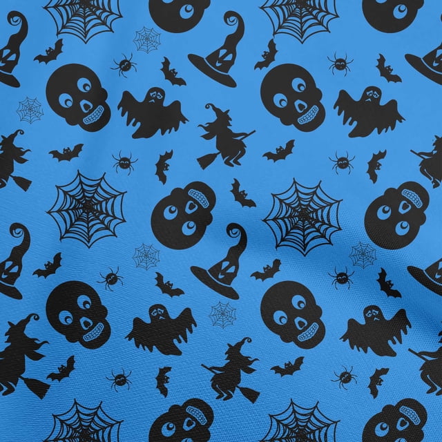 oneOone Polyester Spandex Medium Blue Fabric Halloween Craft Projects Decor Fabric Printed By The Yard 56 Inch Wide