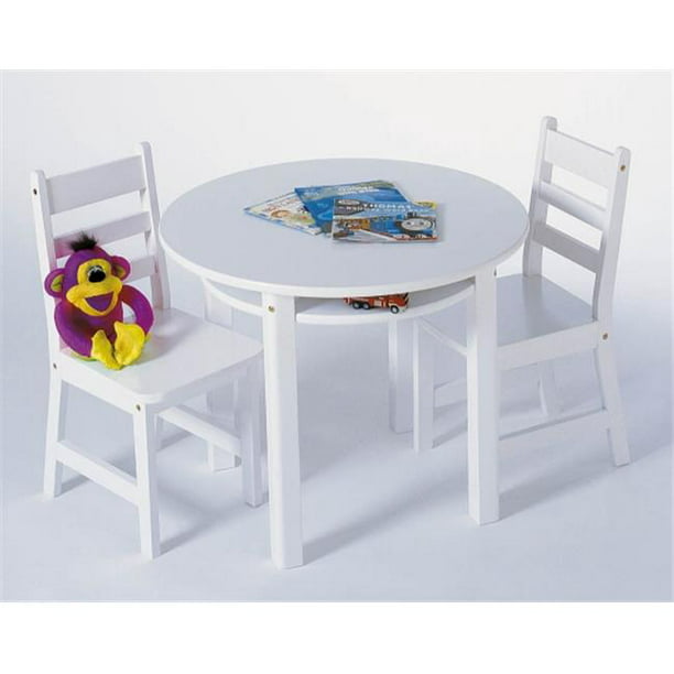 Lipper Child S Round Table With Shelf, Lipper Childrens Walnut Round Table And 4 Chairs