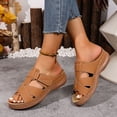 thumbnail image 4 of Dakaela Sandals for Women with Comfortable Arch Support Summer Beach Orthotic Slippers Low Wedge Slip on Walking Shoes Indoor Outdoor Brown 6, 4 of 9