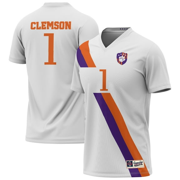 Youth GameDay Greats #1 White Clemson Tigers Lightweight Collegiate Soccer Fashion Jersey