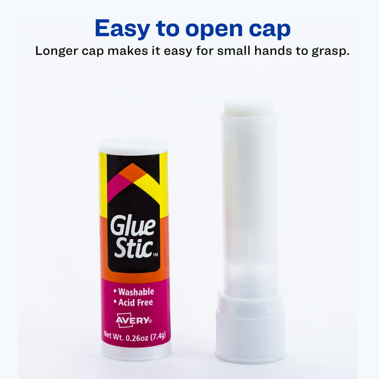 Avery Glue Stic Glue Sticks, 0.26 oz., White, 18/Pack (98089)