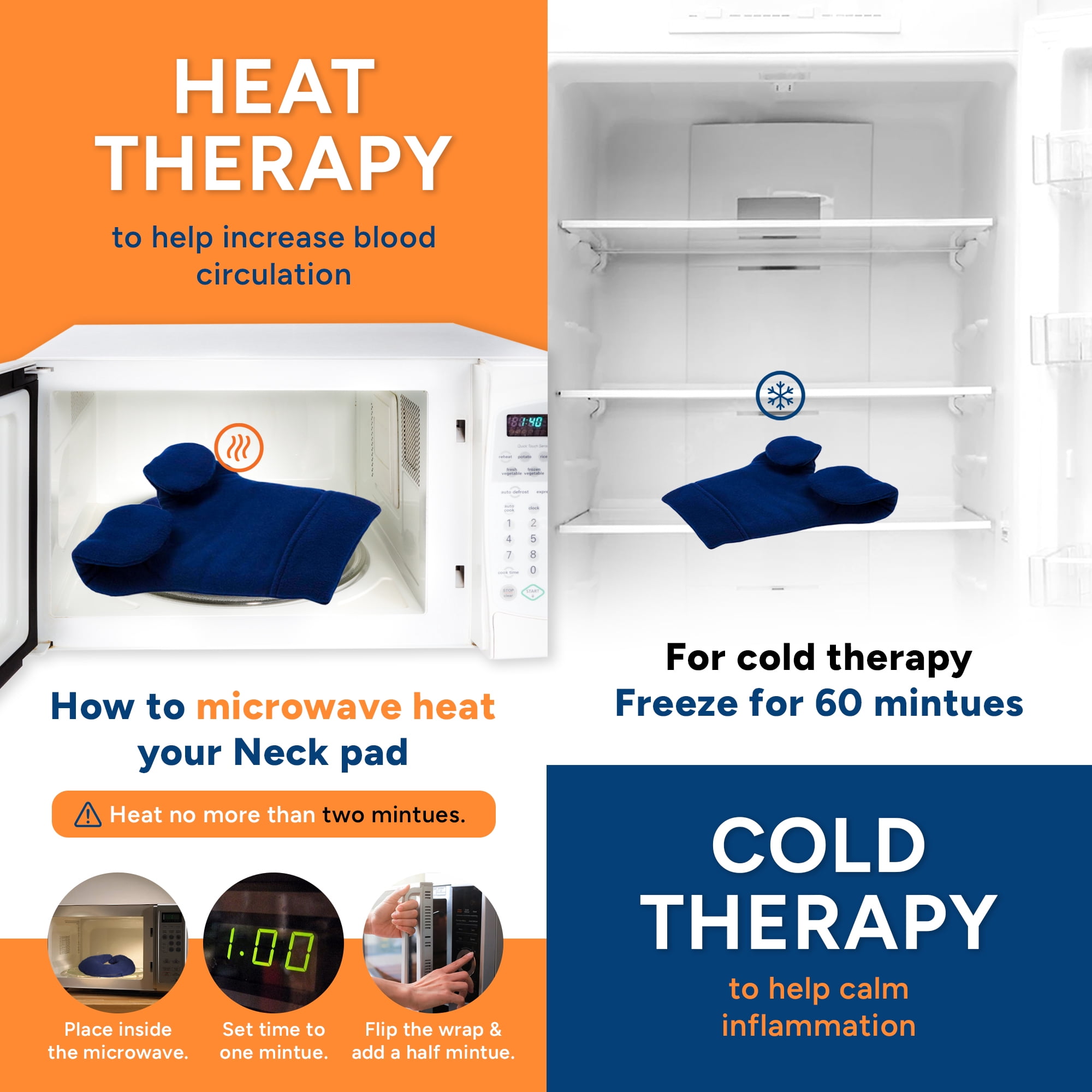 Sunny Bay Microwavable Light Weight Shoulder and Upper Back Heat Wrap, Reusable Heating Pap, Best Body for Pain Relief (Medium, Navy Blue)
