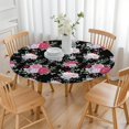 thumbnail image 3 of Pioneer Flower Floral Print Pattern Round Fitted Tablecloth with Elastic Edge,Dining Table Cover Waterproof,Outdoor Round Tablecloth for Camping,Dining,Indoor and Outdoor, 3 of 7