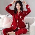 thumbnail image 2 of Pijama de algodón 100% para mujer, ropa de dormir cálida, color rosa, a la moda, 2021, 2 of 4