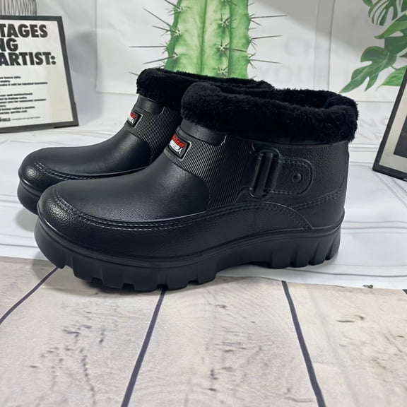 Men's Winter Snow Boot - Fleece Lined, Soft & Warm Slip-On Design for Outdoor Activities and Sports. Perfect for Camping, Car Cleaning, Angling in Cold Weather Conditions
