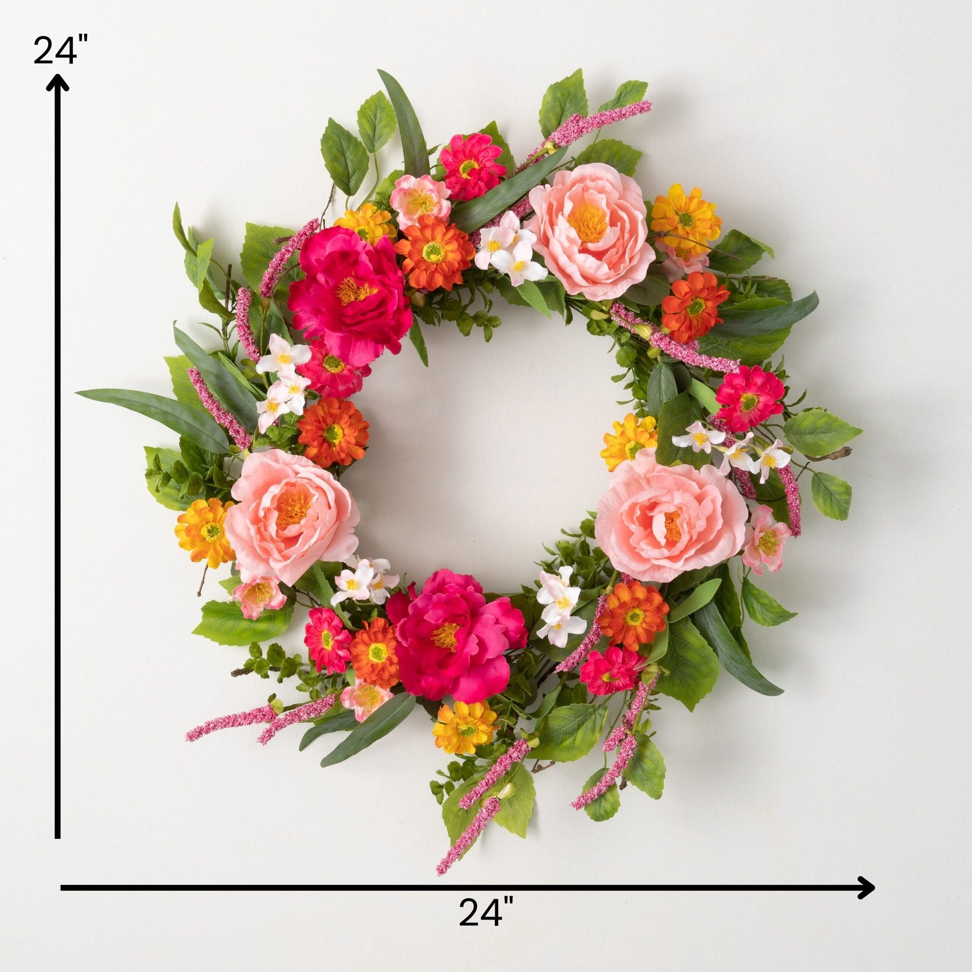 24"H Sullivans Vibrant Floral 24" Wreath, Multicolor