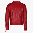 thumbnail image 2 of Handmade Mens Red Leather Jacket Quilted Motorcycle Biker Slim Fit Jacket, 2 of 3