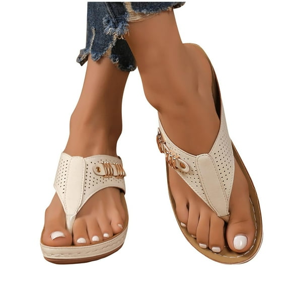 abtuhar Flip Flops for Women,Women's Sandals,Women's Flip Flops Arch Support Yoga Mat Summer Beach Woman Thong Sandals with Orthotic Rubber Soles Beige