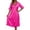 Hot Pink, variant on Women's Solid Color Ice Silk Short Sleeved Midi Length Loose Nightgown with Lace Sleeves Bride Nightgown M