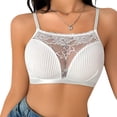 thumbnail image 2 of WQNVRNR Womens Lace Bra Top- Bralette Padded Wirefree Detachable Straps Wearable Bra White Size M, 2 of 7