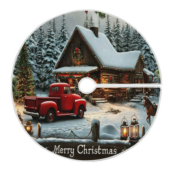 Ryvnso Christmas Tree Skirt Christmas Snowy Farmhouse Xmas Tree Skirts Ornament Home Decorations 35.4"