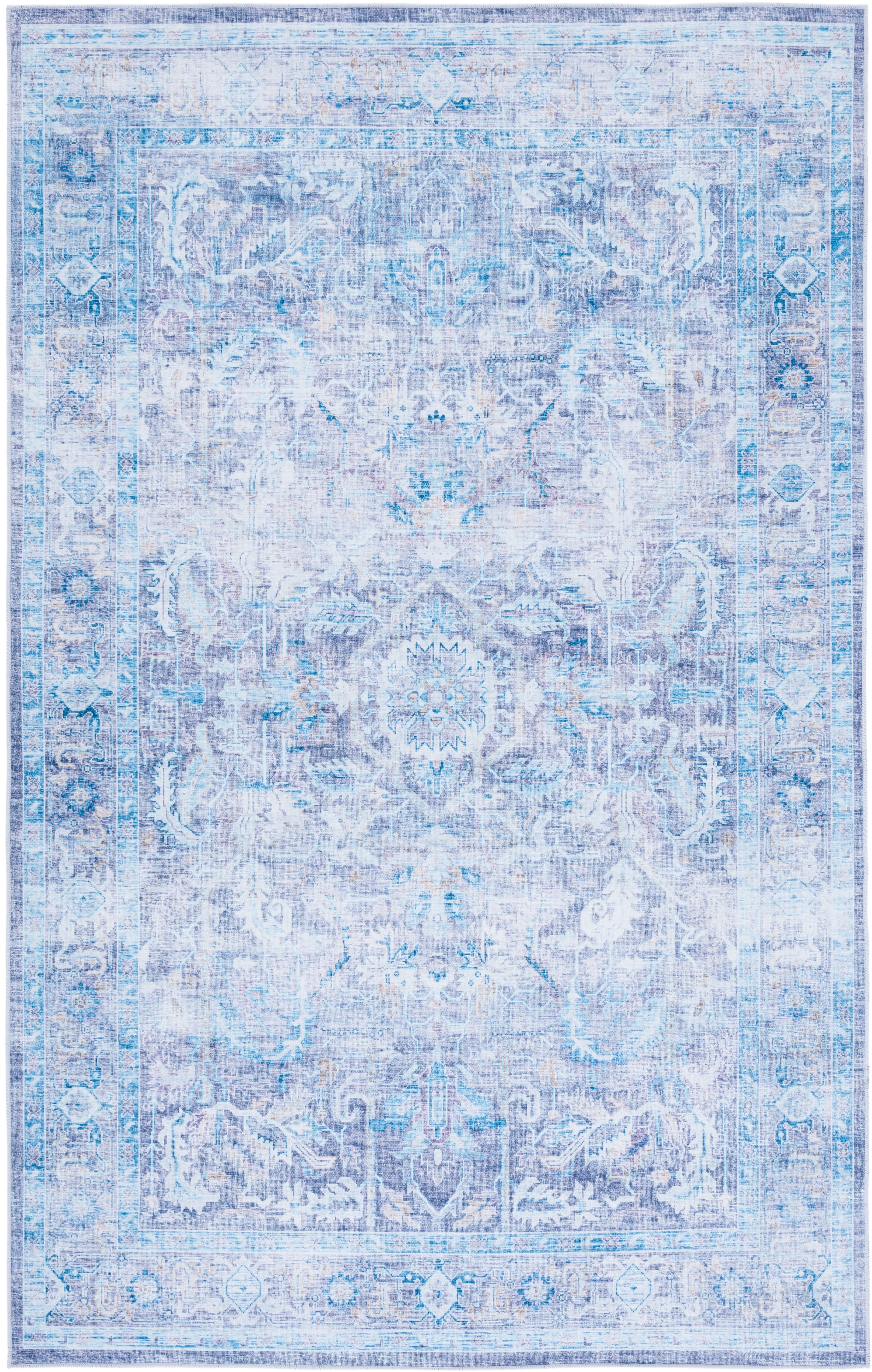 SAFAVIEH Tucson Hollie Traditional Machine Washable Area Rug, 5' x 8', Purple/Blue