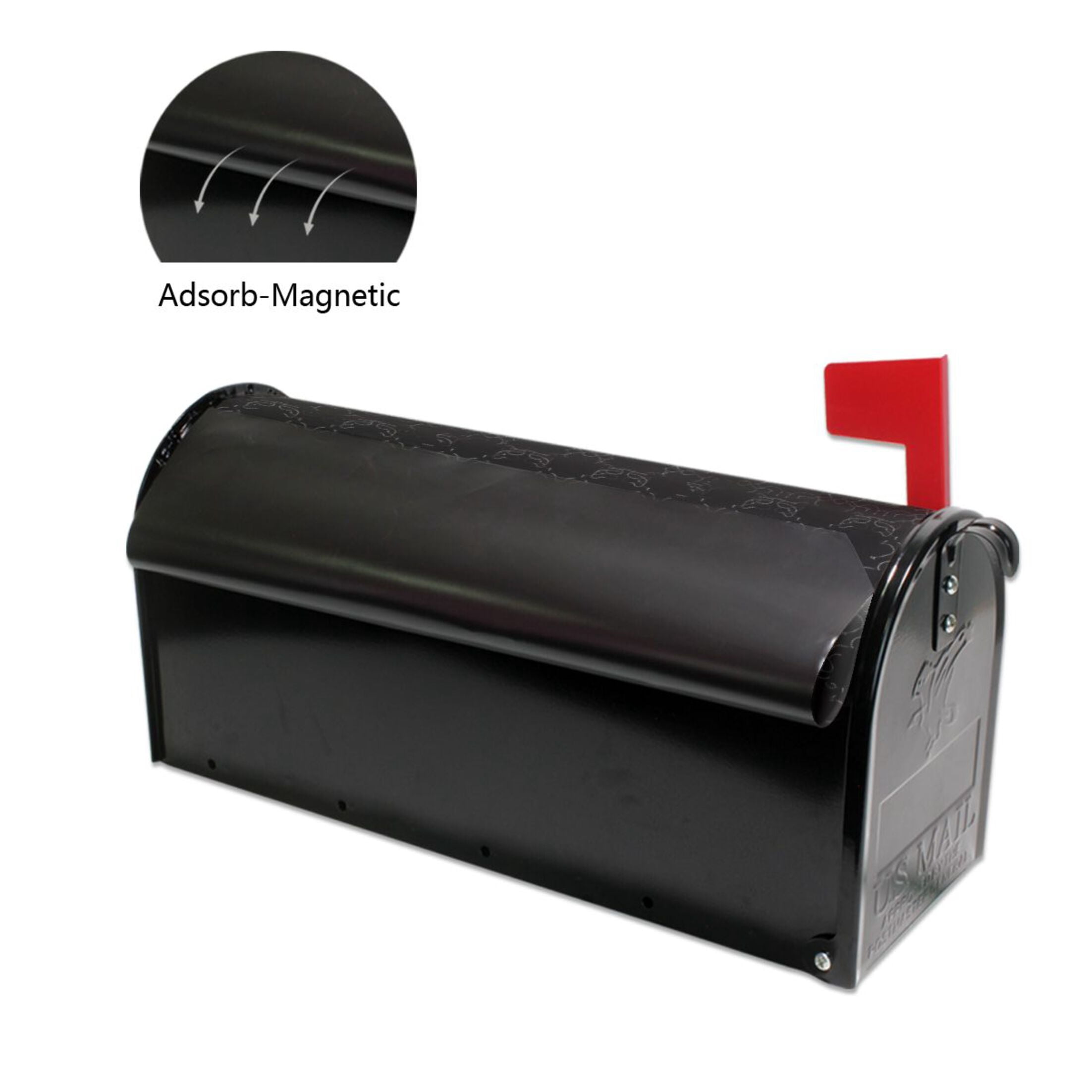 Black Decorative Pattern Magnetic PVC Mailbox Cover, 25.4" x 20.7" Large, Waterproof UV Resistant