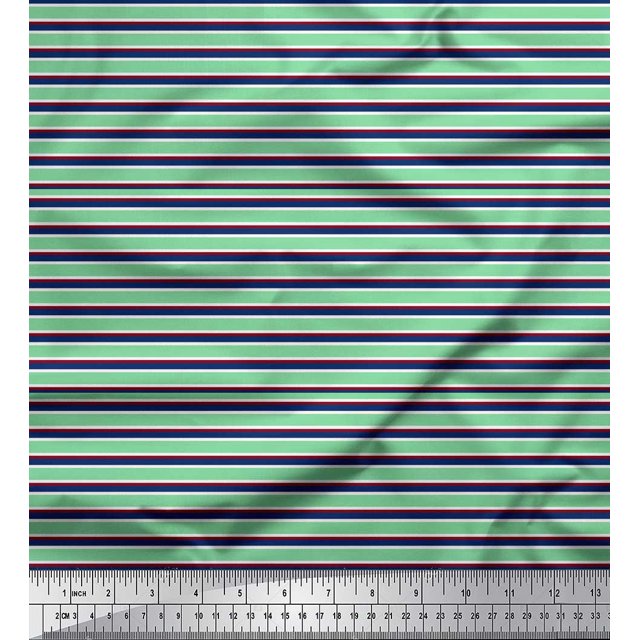 Soimoi Modal Satin Fabric Horizontal Stripe Printed Fabric 1 Yard 42 Inch Wide