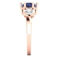 thumbnail image 3 of 1.72 ctw 3 Stone Anniversary Ring for Women | Round Cut Simulated Blue Sapphire | Hyperallergenic Solid 18K Rose Gold, 3 of 5