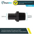 thumbnail image 2 of SharkBite 3/4 x 1/2 Inch MNPT Poly Crimp Adapter, Pack of 5, PEX Pipe, PE-RT, UP138A5, 2 of 5