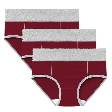 ATOYSOY Women s Plus Size Hip Lifting Cotton Panties  3 Pack Stretchy Multipack Solid Leak Proof Panty Comfy Shapewear Control Briefs for Ladies Clearance Period Underpants Red XXL