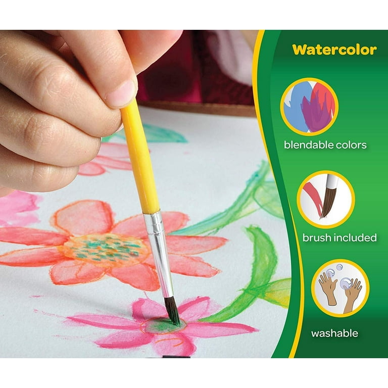 Crayola Watercolor Set with Brush, At Home Crafts for Kids, 8 Count  (53-1508)