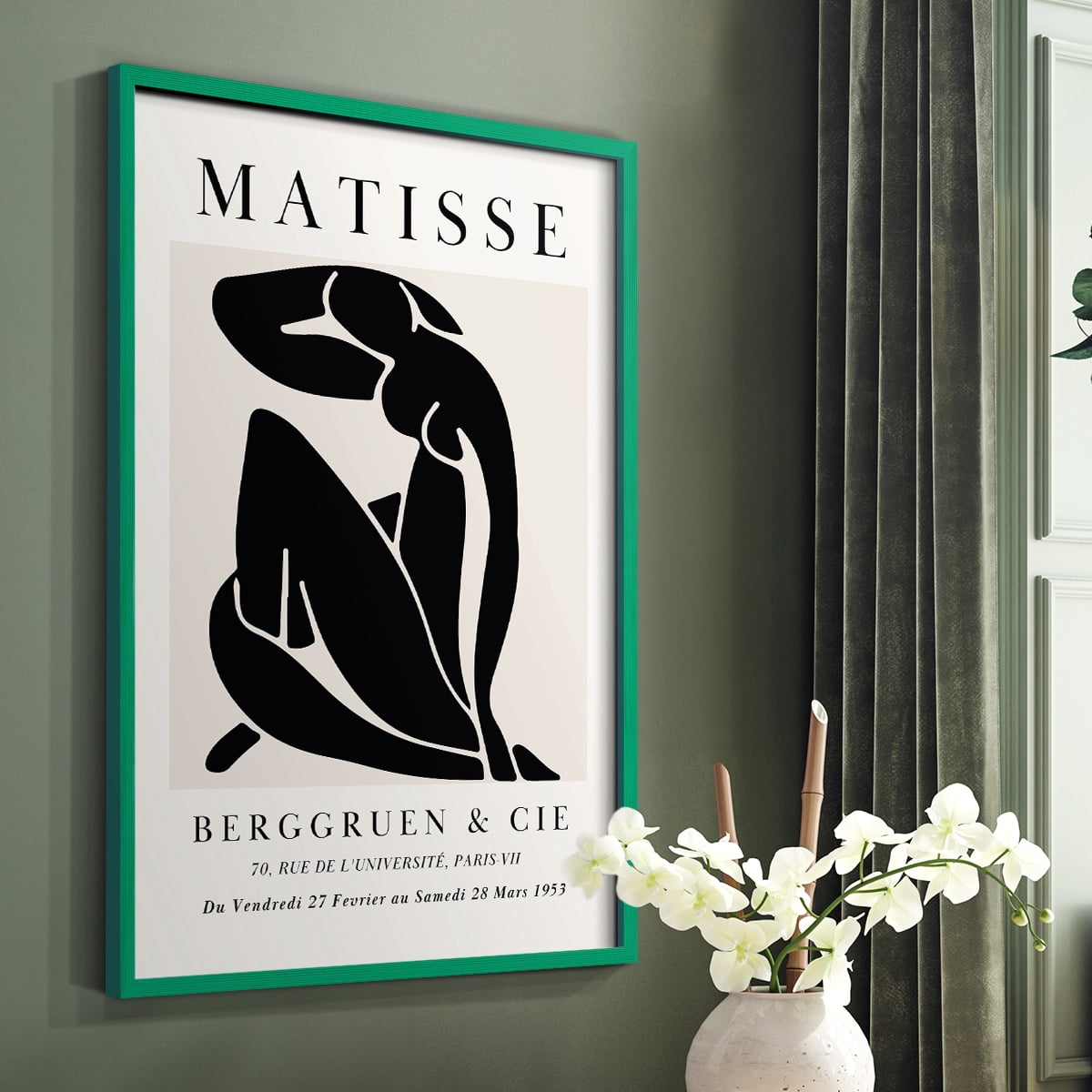 Matisse CDXC in Green Solid Wood Framed Print No Nail Hanging