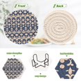 thumbnail image 4 of Haosy Set of 6 Drink Woven Coaster with Holder Heat Resistant Non-Slip Bar Coasters 4 Inches Elegant Indigo Ikat Print, 4 of 7