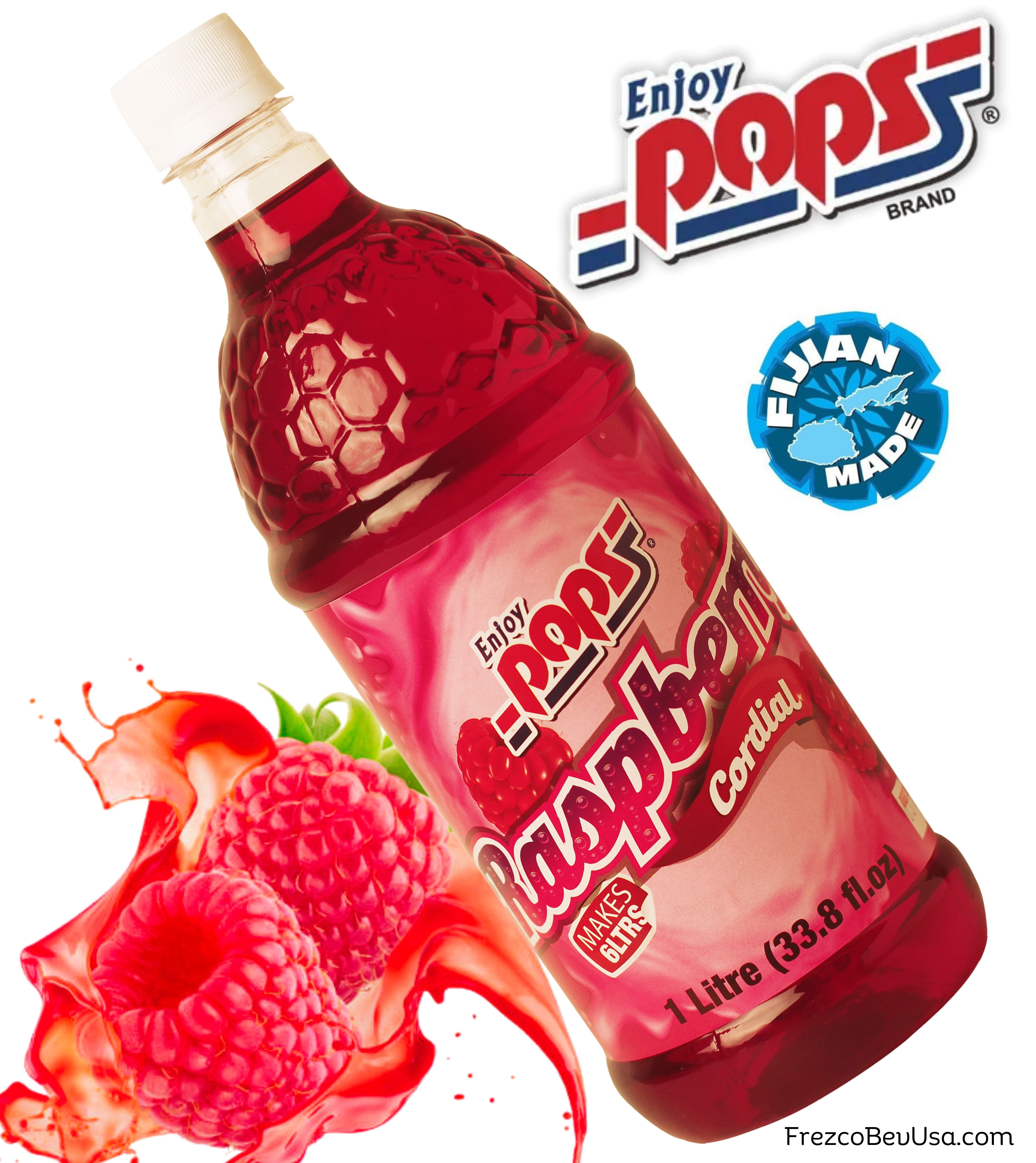 RAMADAN REFRESHMENT DRINK (For Iftar) Beverage Base Raspberry Cordial (Pack Of 1 x 33.8 Oz) Delicious Raspberry Flavor Drink Enjoy POPS®