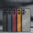 thumbnail image 5 of Case Designed for iPhone 16, Slim Fit Classic PU Leather Shockproof Anti-Slip Lightweight Wireless Charging Vintage Phone Case Cover for iPhone 16, Navyblue, 5 of 7