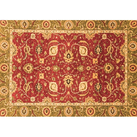 Ahgly Company Indoor Rectangle Oriental Orange Traditional Area Rugs, 8' x 12'