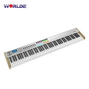 WORLDE P-88 Pro 88-Key USB MIDI Keyboard Controller LCD Display with 88 Semi-weighted Keys 16 RGB Backlit Trigger Pads 8 Assignable Sliders for Music Studio Stage Live Performance
