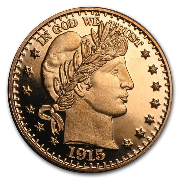 1 oz Copper Round - Barber Half Dollar