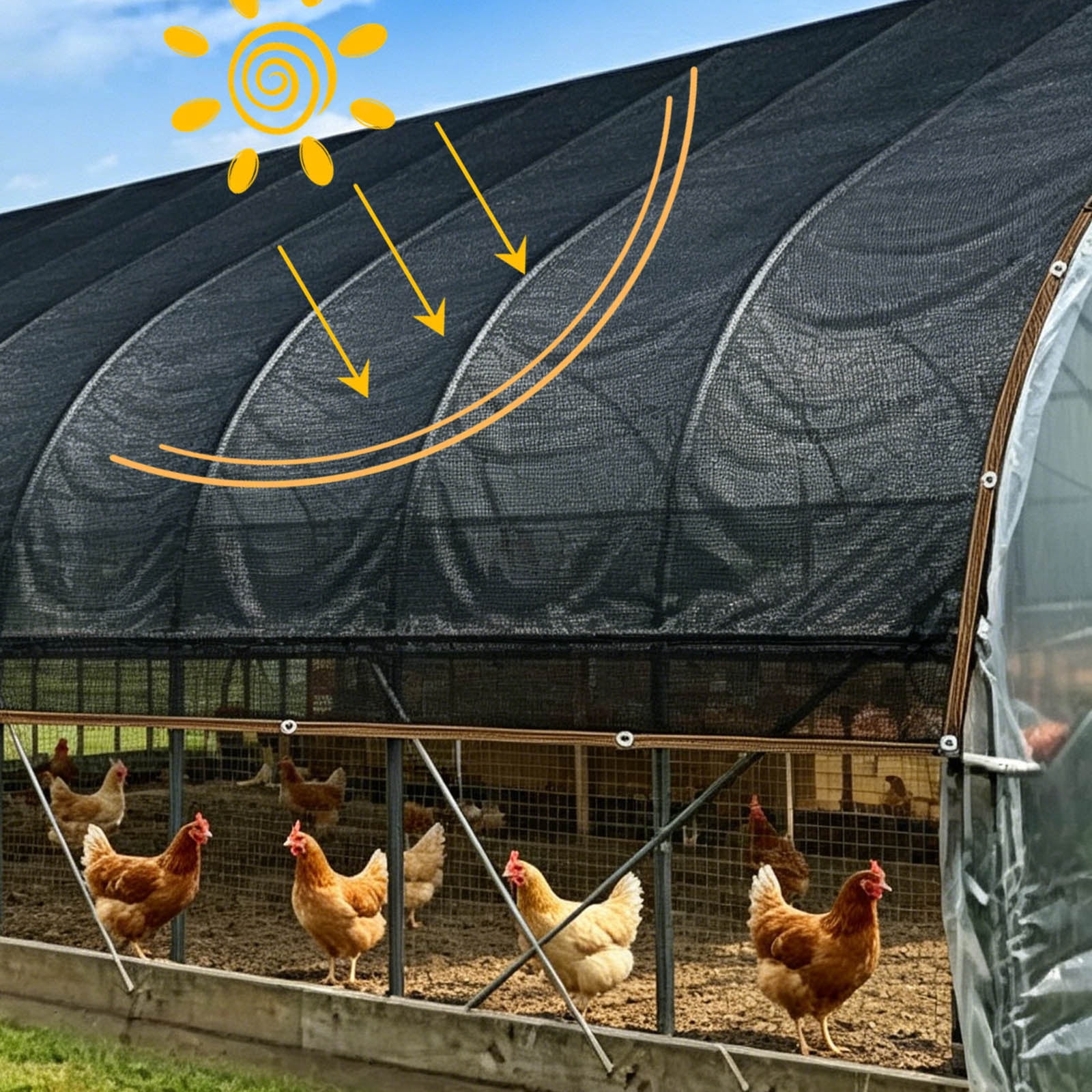 90 Percent Black Shade Cloth, Durable Mesh Tarp with Grommets, Garden Sun Shade Netting with Taped Edge for Cover, Greenhouse, Patio, Tomatoes, Chicken Coop
