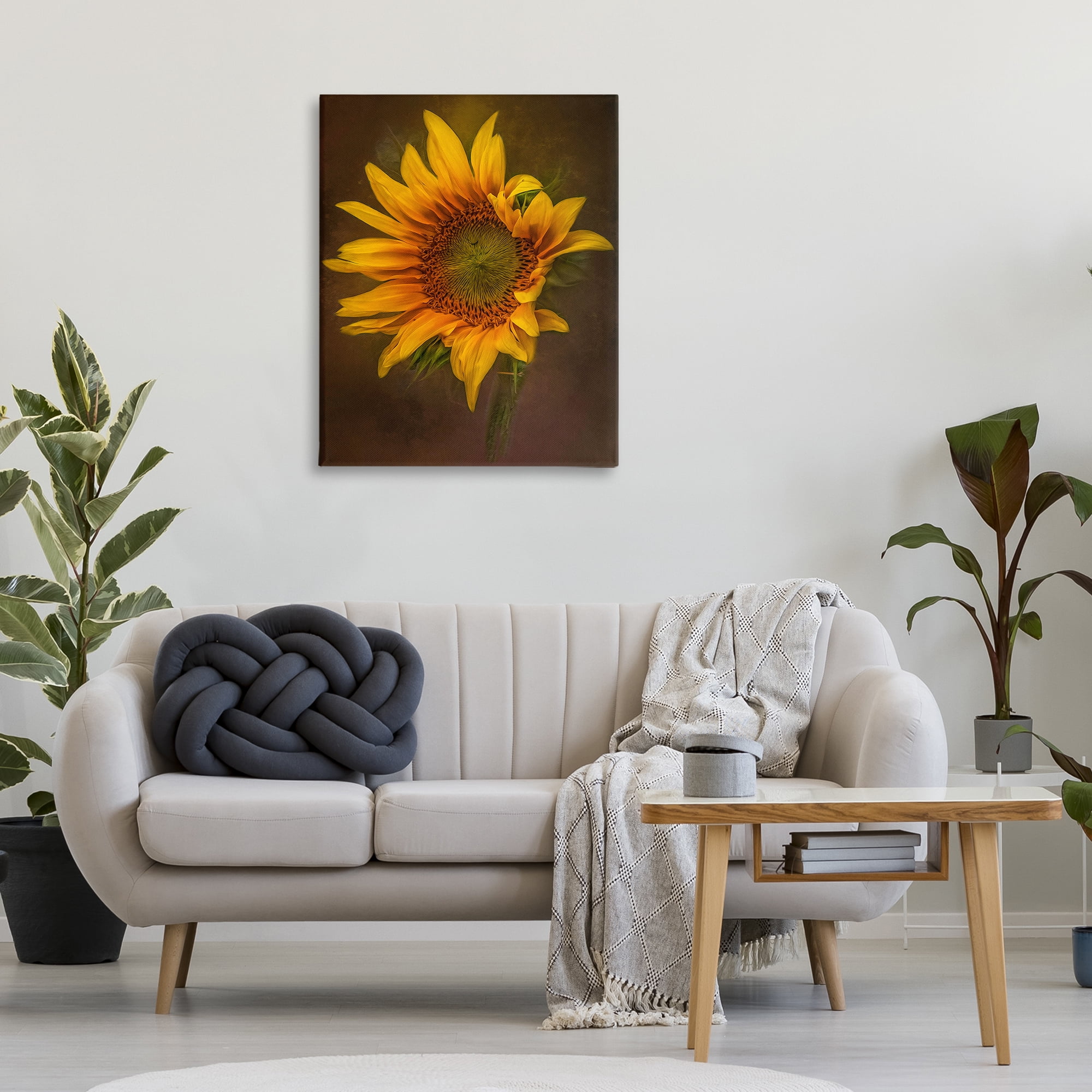 Stupell Industries Curling Petals Sunflower Plants & Flowers Painting Wrapped Canvas Art Print Wall Art, 30 x 40
