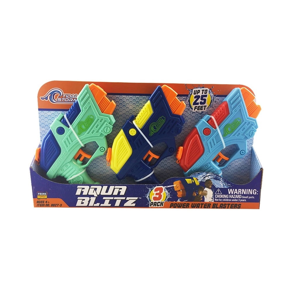 Prime Time Aqua Blitz Water Blasters, 3pk, Red/Blue/Green