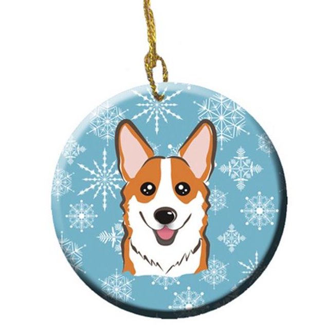 Snowflake Red Corgi Ornement en Céramique