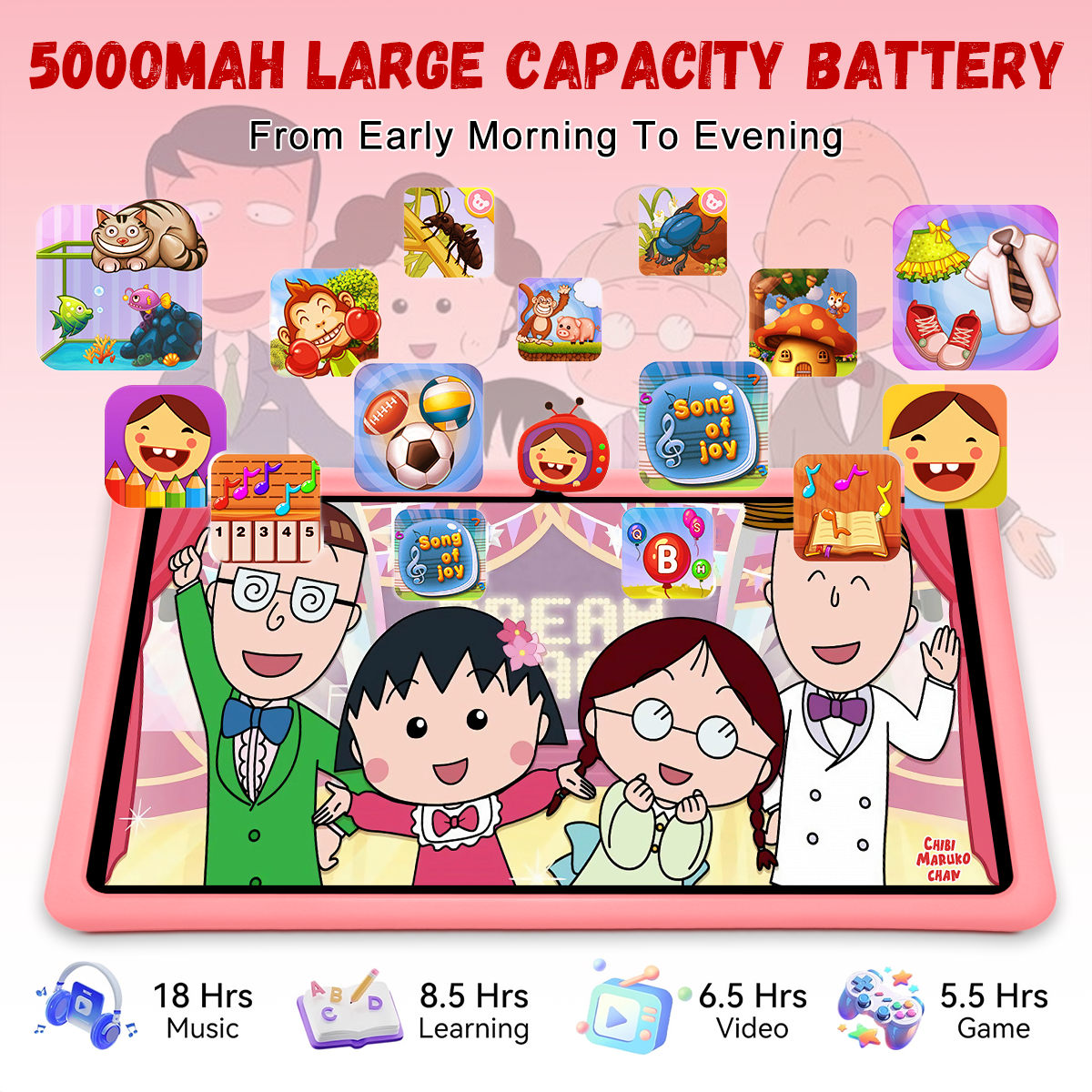 Kids Tablet, 10 inch Android Tablet for Kids, 16GB+128GB Quad-Core Toddler Tablets with Shockproof Case, BT5.0, WiFi 5, Parental Control, Games, Dual Camera