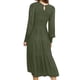 thumbnail image 2 of Vestido casual de una línea para mujer, manga larga, cuello redondo, vestidos largos, vestido de otoño, vestido de fiesta de vacaciones para mujer, 2 of 3