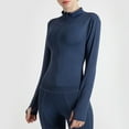 thumbnail image 2 of Olyvenn Savings Women's Slim Fit Lightweight Athletic Full Zip Stretchy Workout Running Track Jacket with Thumb Holes Tops Dark Blue 14, 2 of 3