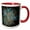 Red/White, variant on 3drose, Pretty Light Blue Art Deco Floral on a Grunge Brown Background, 11oz Mug