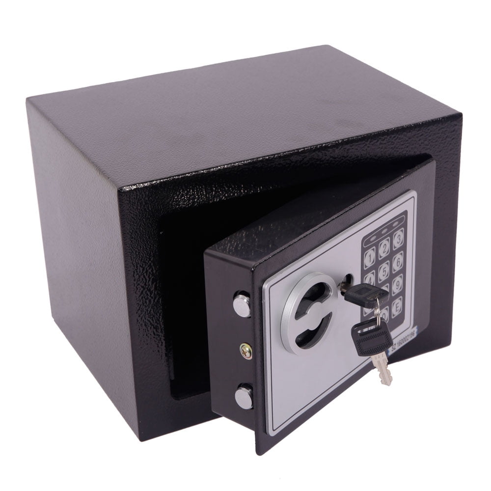 Digital Electronic Security Safe Box Fireproof Wall-Anchoring Safe Deposit Box for Money Jewelry Cash Batteries - US Stock (Black)