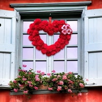 Gytml Valentine'S Day Heart Shaped Wreath Soft Plush Heart Wreath With Heart Clover Decor For Front Door Wedding Party Anniversary Wall Decor Gift Red-32x26