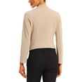 thumbnail image 3 of Women's Work Office Blazer Collarless Business Casual Suit Jacket Cropped Blazer 3XL Camel, 3 of 6