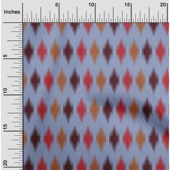 oneOone Organic Cotton Poplin Twill Fabric Argyle Ikat Decor Fabric Printed BTY 42 Inch Wide