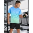 thumbnail image 3 of APTRO Men's and Big Men's Workout Shirt Athletic Core Shirt Quick Dry Moisture Wicking Short Sleeve Performance T-Shirt Grid Gradient Blue Green,Sizes S-3XL, 3 of 7