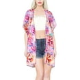 thumbnail image 4 of LA LEELA Women's Tropical Beach Loose Casual Summer Tops Cardigan Cover up Beachwear Duster Kimono Swimsuit Cover ups for Women 2X-3X Bloom, Floral, 4 of 4