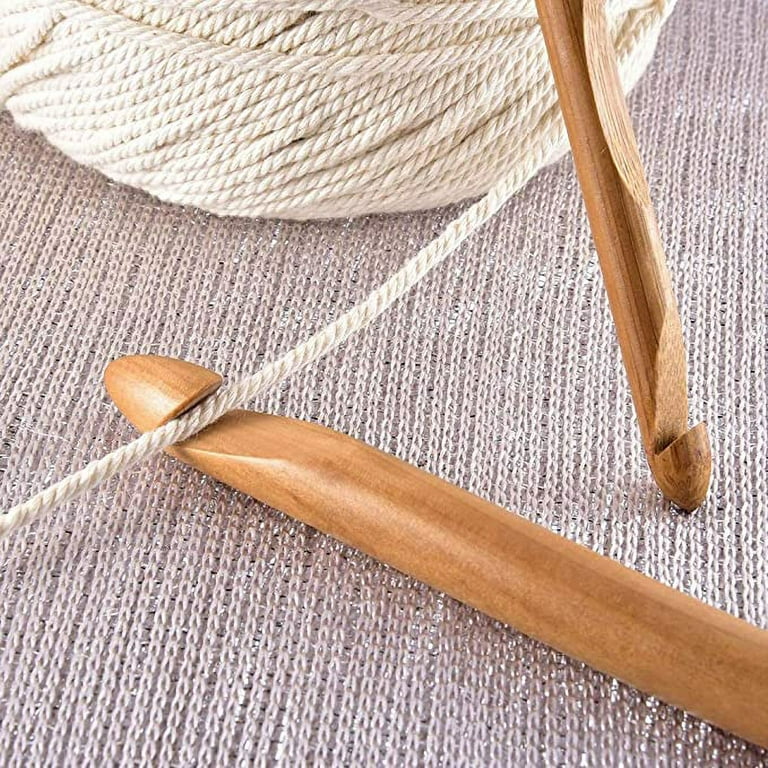 15 Piece Wooden Crochet Hooks in Various Sizes, Natural Bamboo Handle  Crochet Hook Yarn Craft Knitting Needle for Crocheting, Lace, Doilies &  Flower